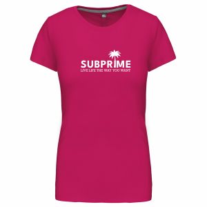 Subprime Palm T-shirt dames fuchsia roze